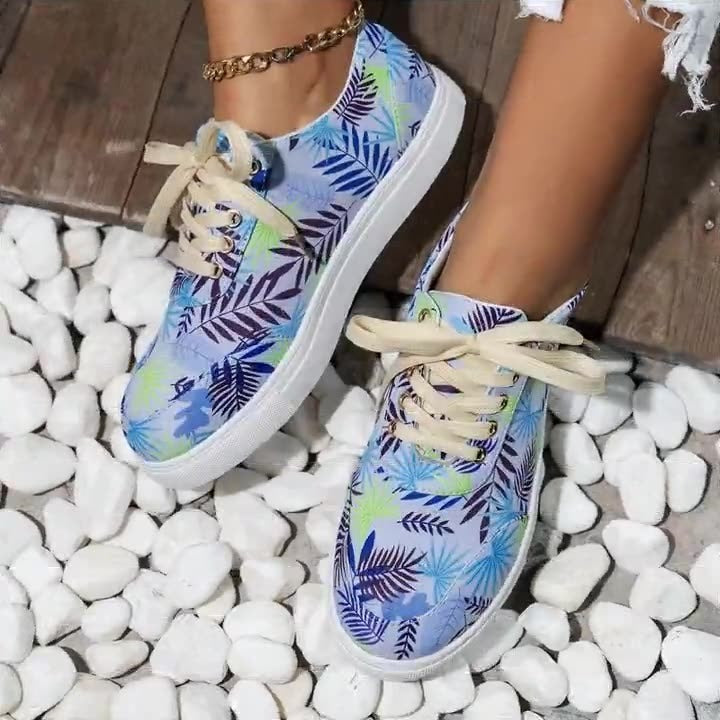 Plus Size Women's Board Shoes Spring Printing Colorful Single Shoes Casual Shoes Small White Shoes