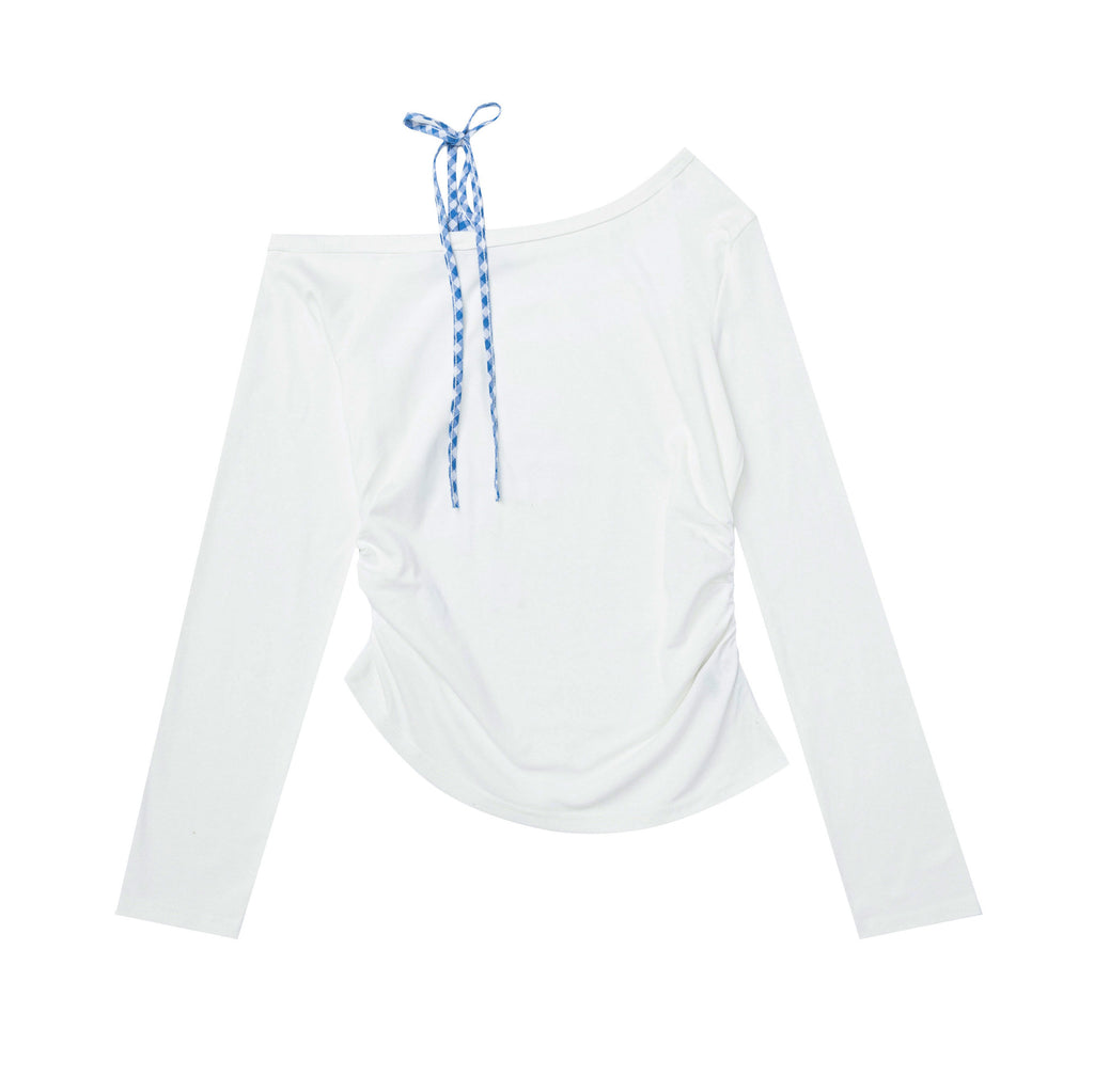 Strap off shoulder long sleeved T-shirt for girls