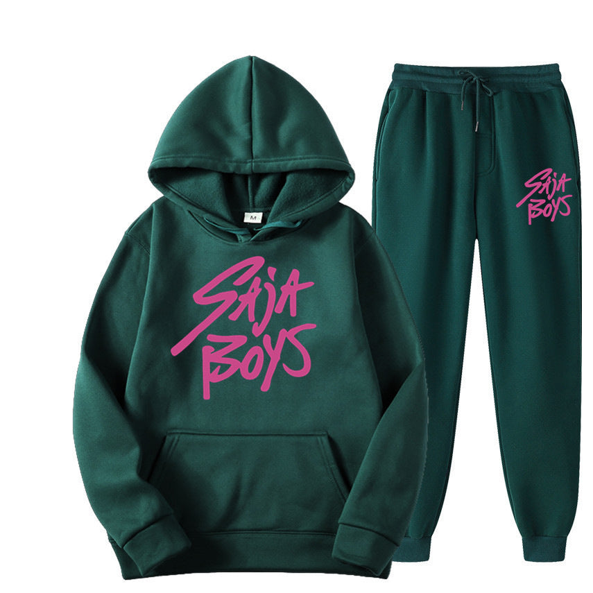 Saja Boys Hooded Sweatshirt Two-Piece Set for Unisex with Fleece Lining