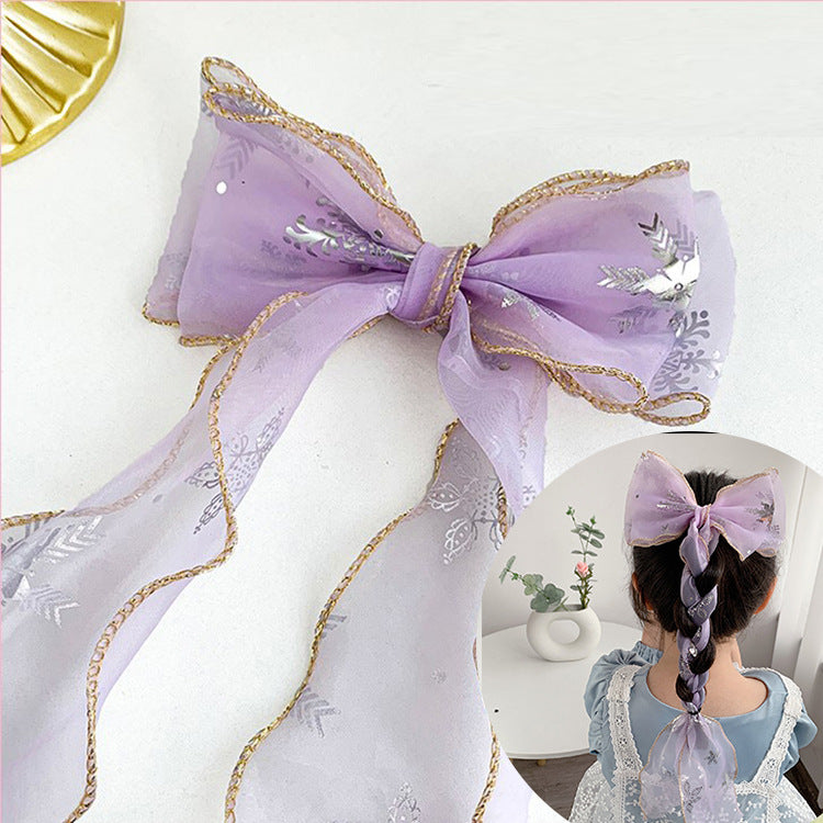 Children's Bow Ribbon Hairpin Girls Headwear Braided Hairband Super Fairy Cute Princess Baby Korean Hair Accessories Hairpin