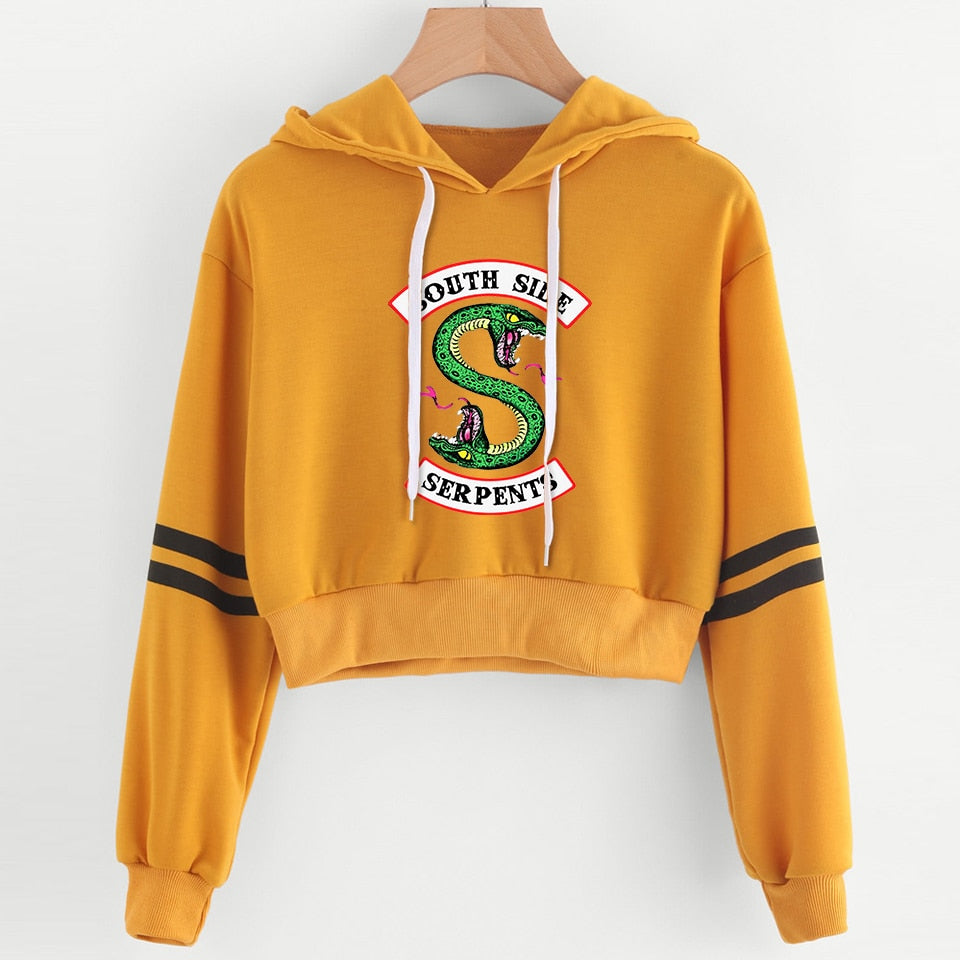 Women Sexy Crop Top Hoodies RIVERDALE Southside Serpent Print harajuku Casual Hoodies Sweatshirts