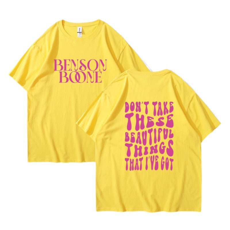 Benson Boone Boys and Girls Printed Crew Neck T-Shirt