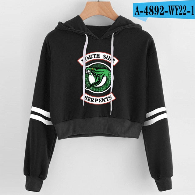 Women Sexy Crop Top Hoodies RIVERDALE Southside Serpent Print harajuku Casual Hoodies Sweatshirts