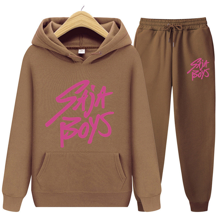 Saja Boys Hooded Sweatshirt Two-Piece Set for Unisex with Fleece Lining