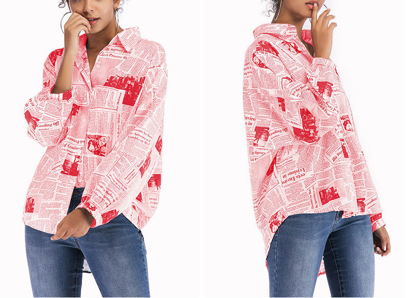 Newspaper Letter Print Top Girls New Shirts