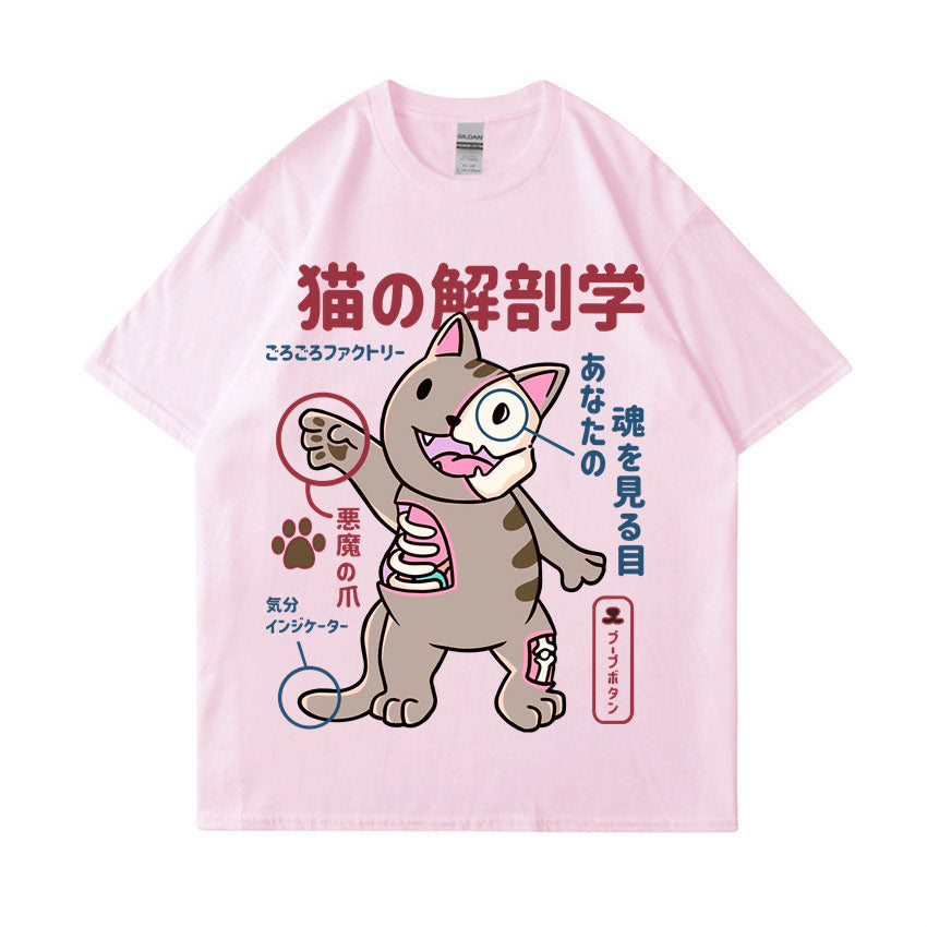 China-Chic boys' cartoon cute cat 2D printed short sleeved t-shirt