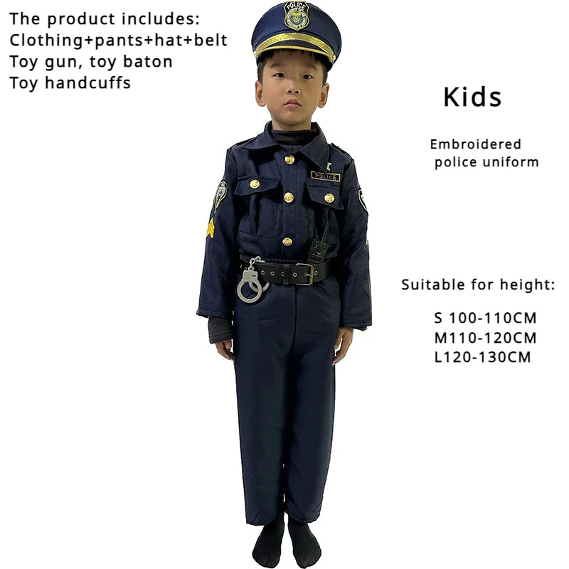 Kids Cosplay Movie&tv Police Officer Costume Sets Unisex 2023 Boys America Police Halloween Carnival Dress Up Party Stage Show