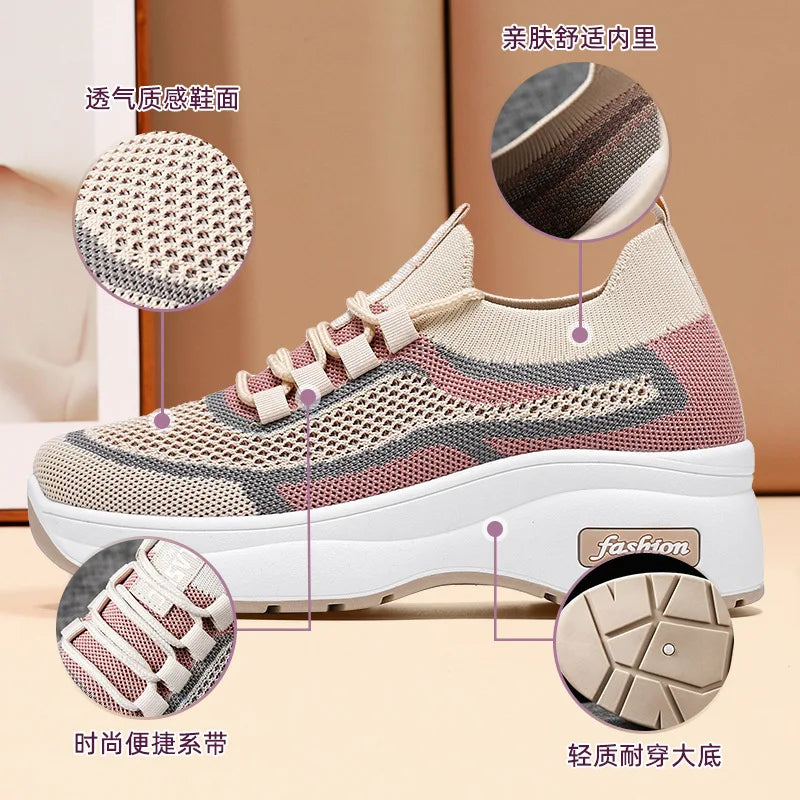 Thick soled casual style women's shoes height increasing shoes mesh breathable shoes children's shoes