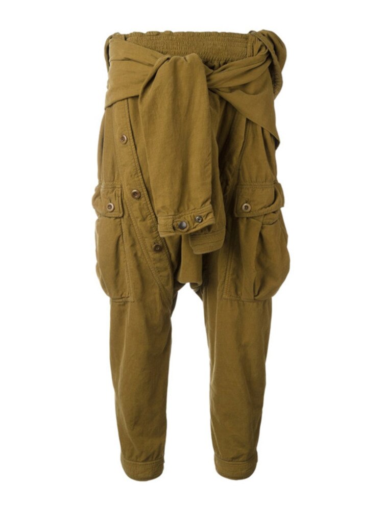 Trend Brand Designer Harem Pants Autumn New Products Sleeve Straps Casual Pants Corduroy Rope Nine-Point Pants