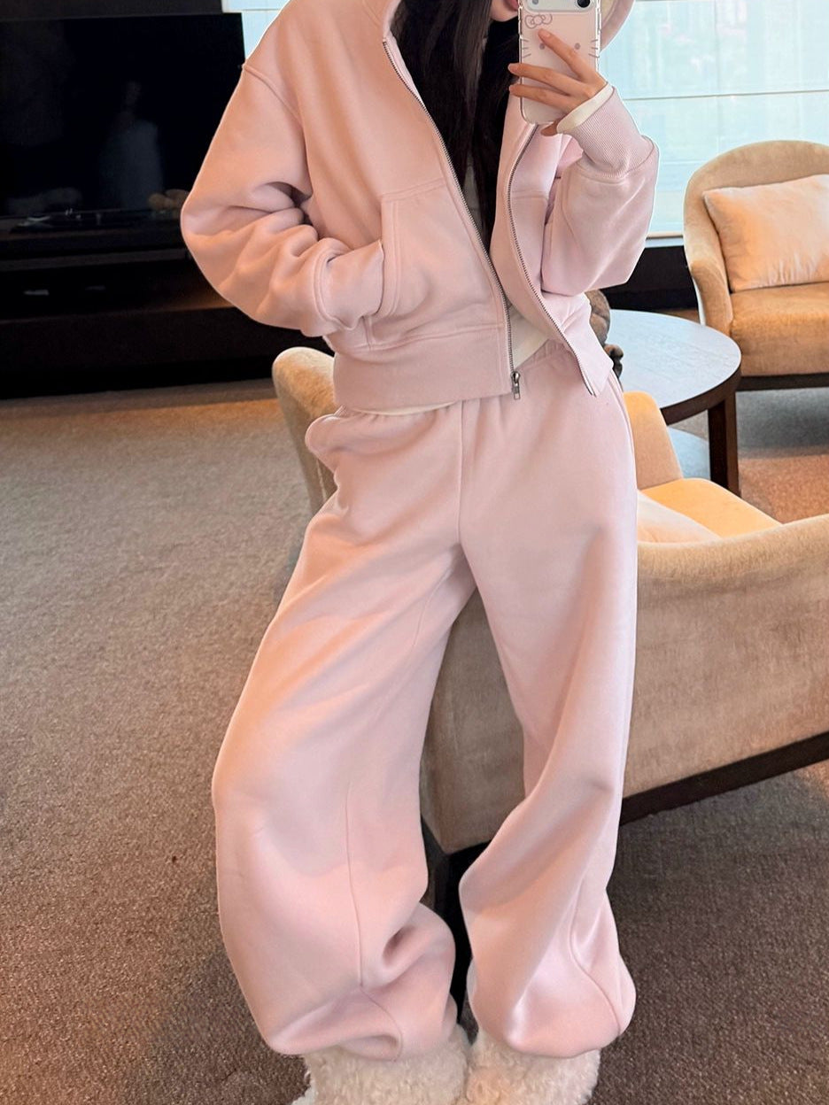 Pink High Weight  Sweatshirt Set for Girls