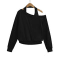 Fake two loose and lazy neck hanging hoodies with sloping shoulders