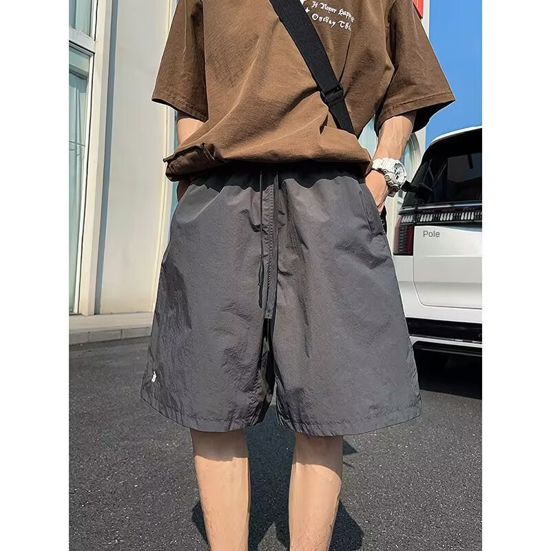 Grey elastic waist quick drying shorts cropped shorts for boys