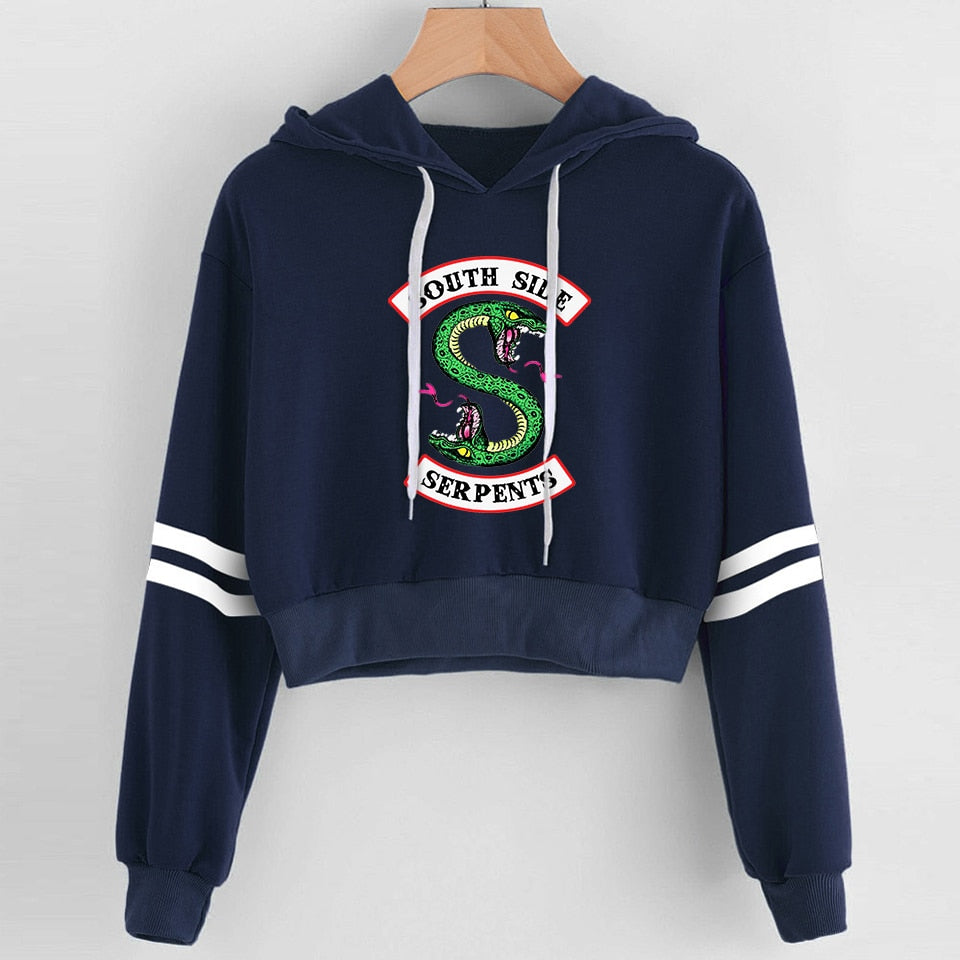 Women Sexy Crop Top Hoodies RIVERDALE Southside Serpent Print harajuku Casual Hoodies Sweatshirts