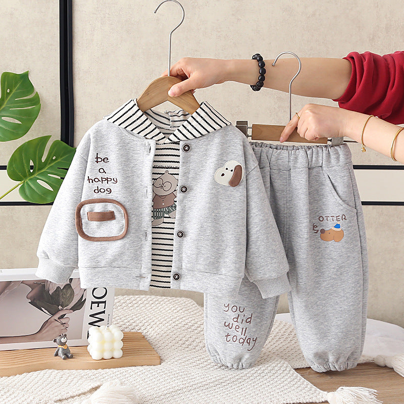 Cardigans hoodies baby and children's three piece set