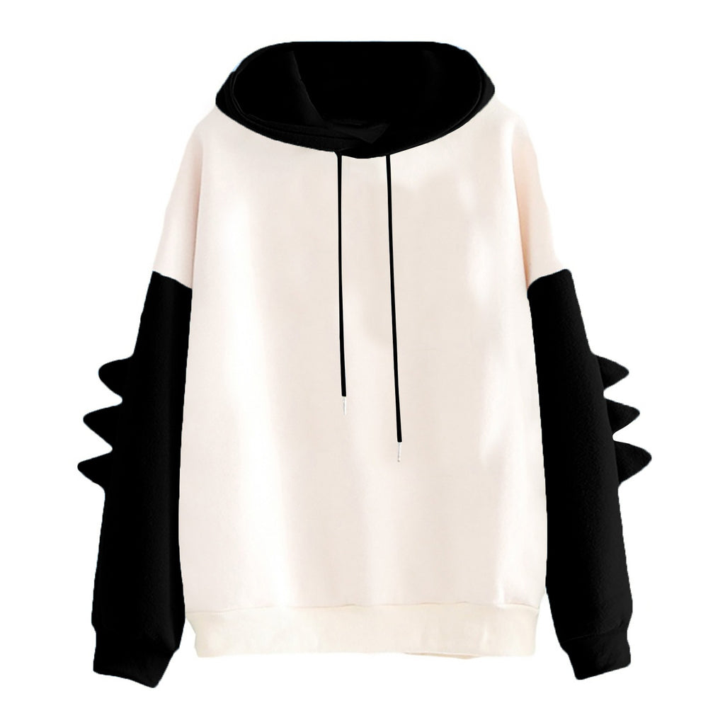 Cartoon dinosaur contrasting campus style men's and women's autumn and winter Korean version hoodies