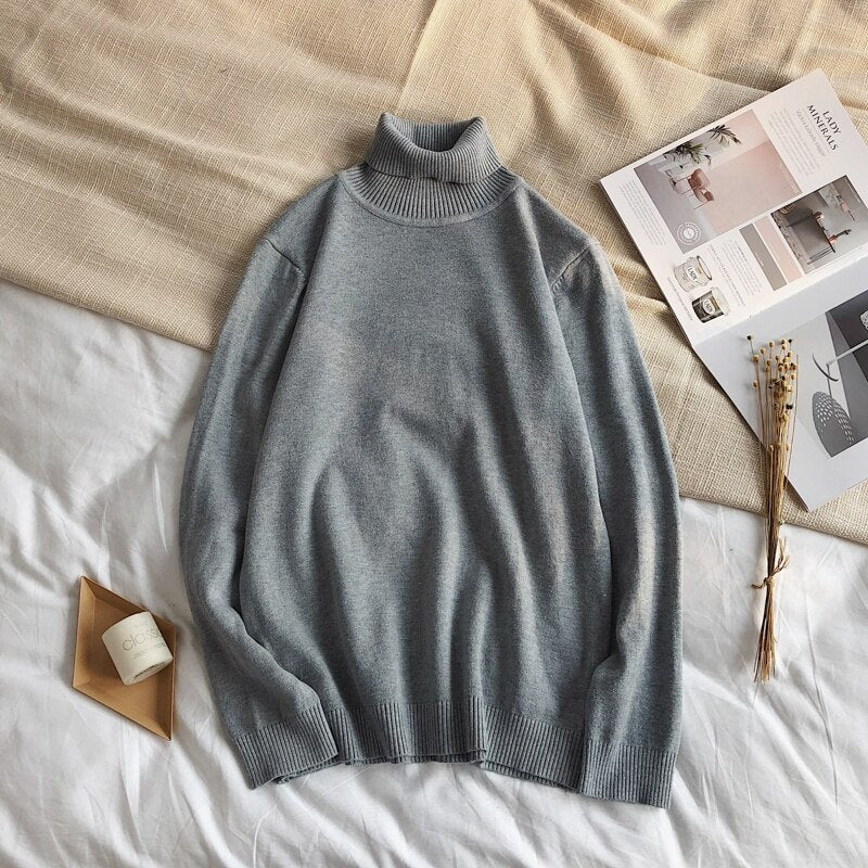 Male Sweater Men's Winter Pullover Turtle Neck  Jumper White Mens Knitwear Pull Homme Turtleneck Sweater Christmas Cotton black