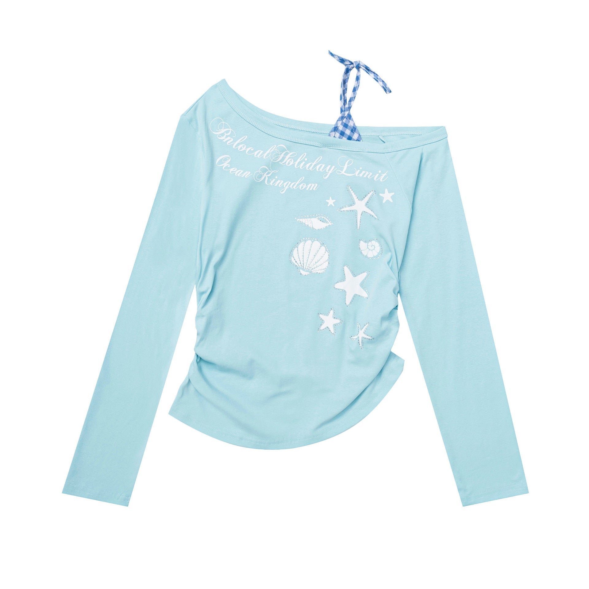 Strap off shoulder long sleeved T-shirt for girls
