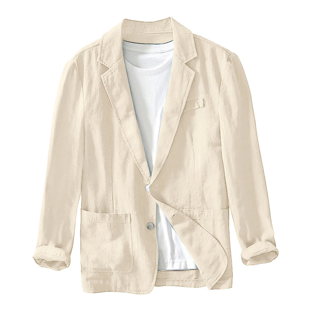 Leisure Thin Mens Fashion Suits Solid Color Lapels Buttons Suits Jackets And Tops British Style Linen Blended Coat Party Wear