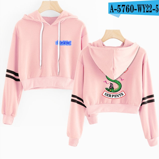 Women Sexy Crop Top Hoodies RIVERDALE Southside Serpent Print harajuku Casual Hoodies Sweatshirts