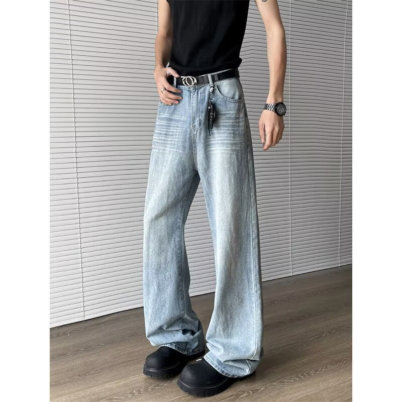 Wash loose bamboo striped jeans for boys in summer straight leg