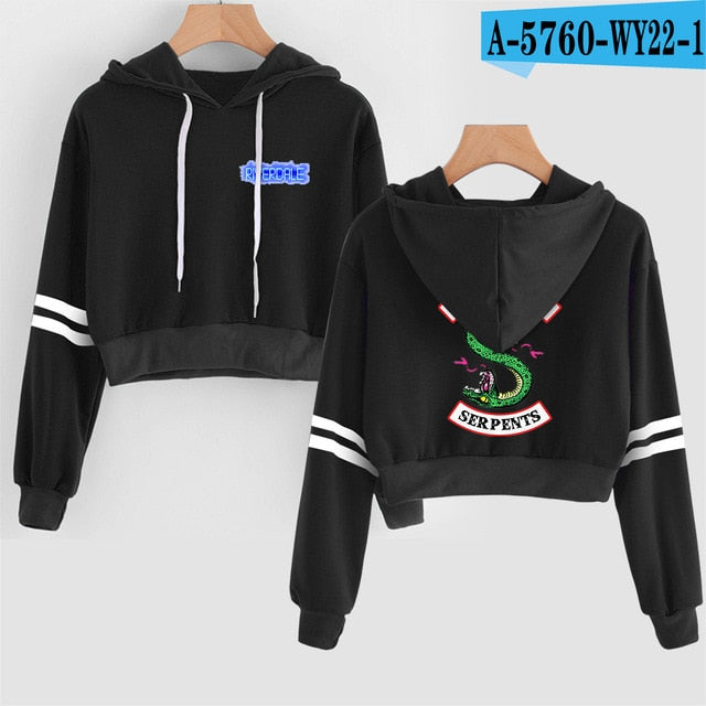 Women Sexy Crop Top Hoodies RIVERDALE Southside Serpent Print harajuku Casual Hoodies Sweatshirts