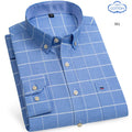 Spring Middle Aged And Elderly Mens Pure Cotton Oxford Spun Long Sleeved Shirt Loose Casual Large Thick All Cotton Shirt