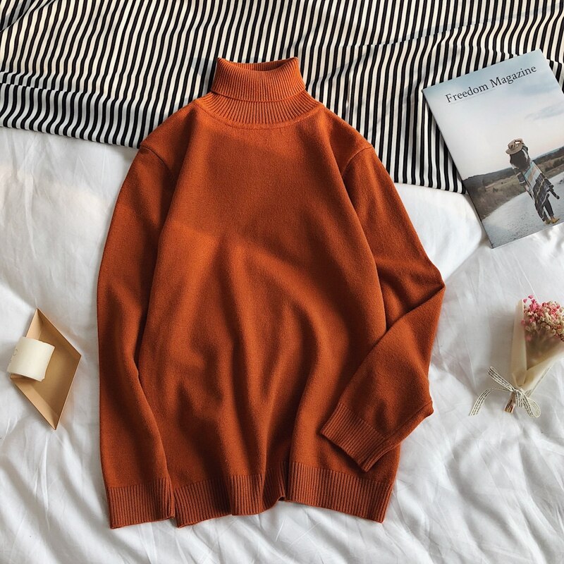 Male Sweater Men's Winter Pullover Turtle Neck  Jumper White Mens Knitwear Pull Homme Turtleneck Sweater Christmas Cotton black
