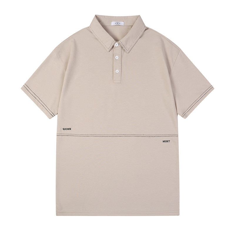 Summer stand up collar short sleeved polo shirt for boys and teenagers