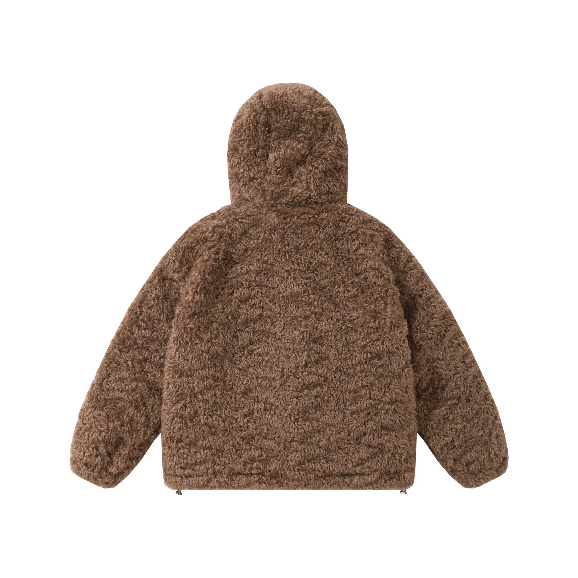 Chocolate Bear Ears Hooded Lamb Hair Coat Female
