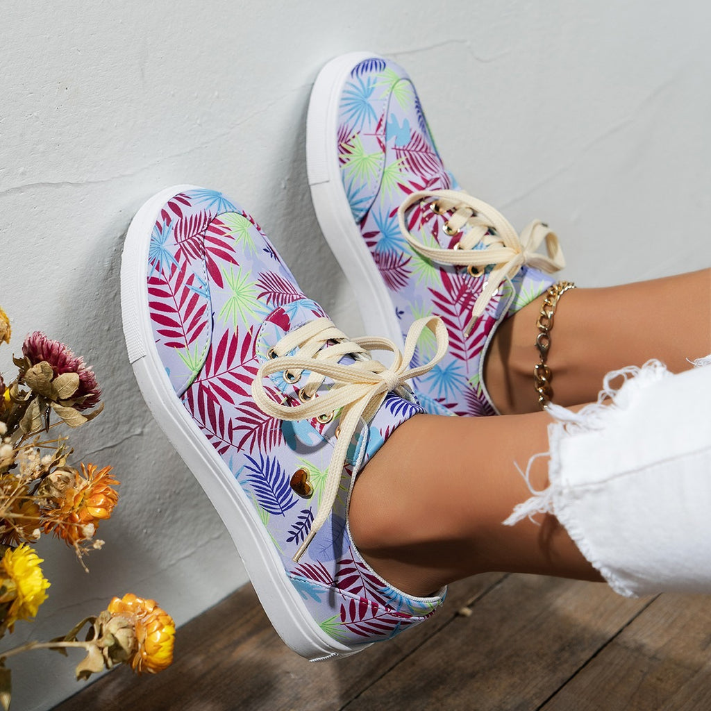 Plus Size Women's Board Shoes Spring Printing Colorful Single Shoes Casual Shoes Small White Shoes