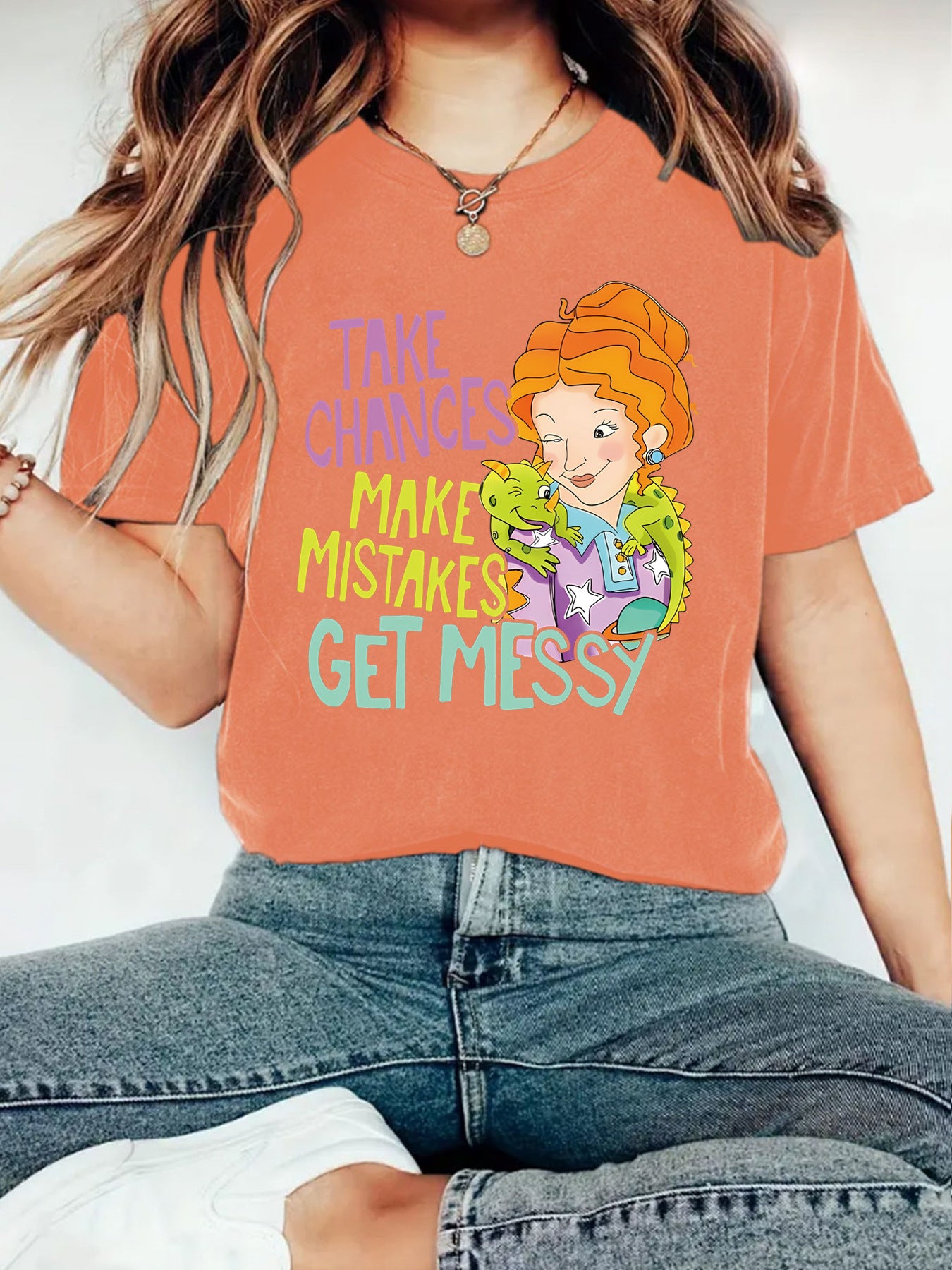 T-shirt with female cartoon character print