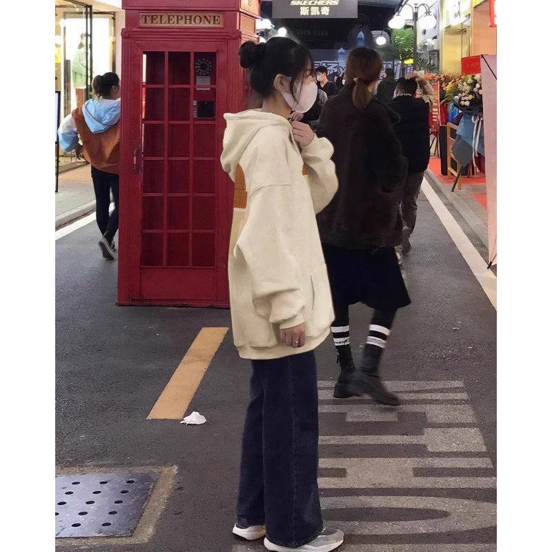 Style Hooded Sweatshirt for Teen Girls, Fleece-Lined, Loose Casual Hoodie Outwear for Middle and High School Students