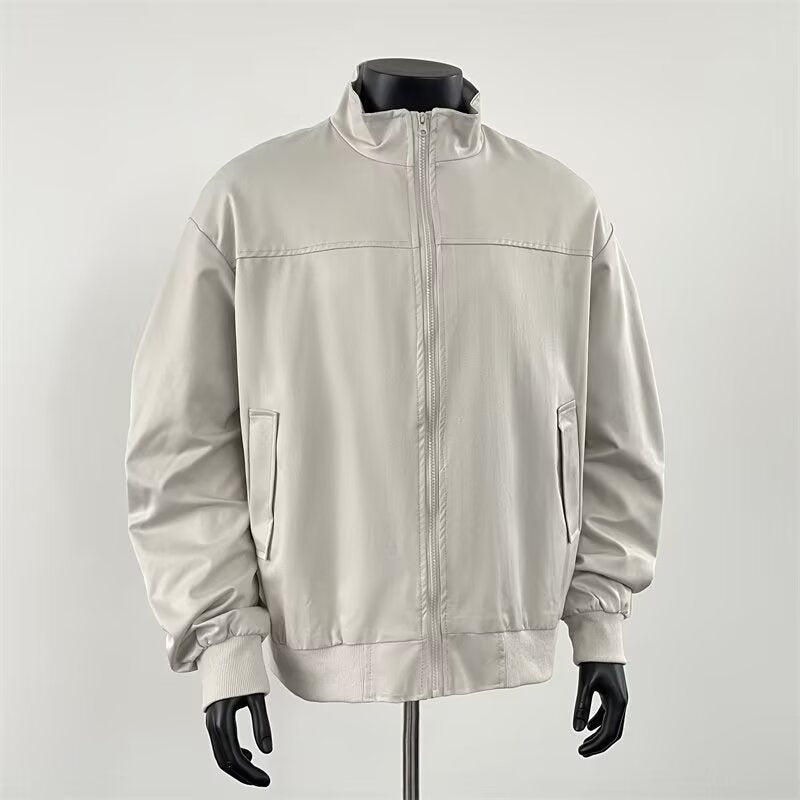 Stand up collar minimalist pleated pilot jacket for boys