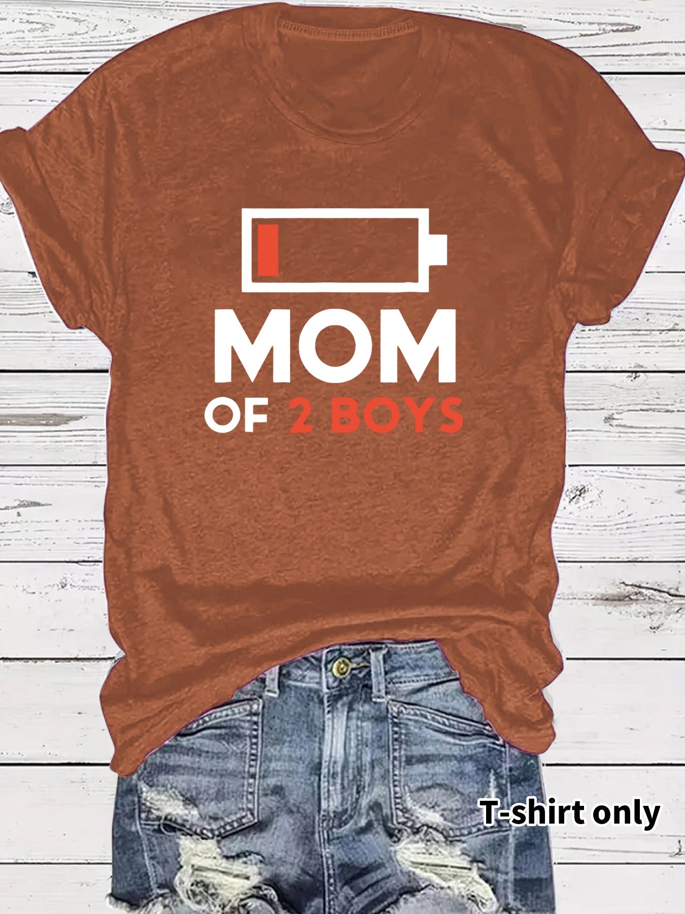 Two boys' mothers wearing t-shirts