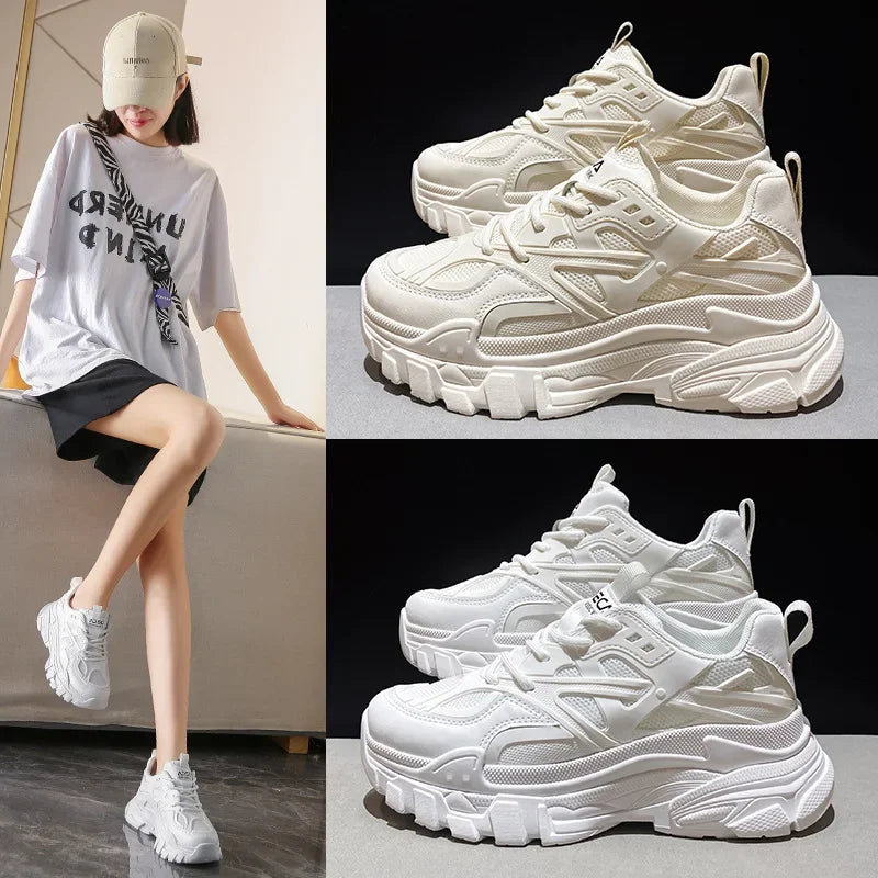 Versatile Thick soled Dad Shoes for Girls New Student White Shoes