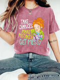 T-shirt with female cartoon character print
