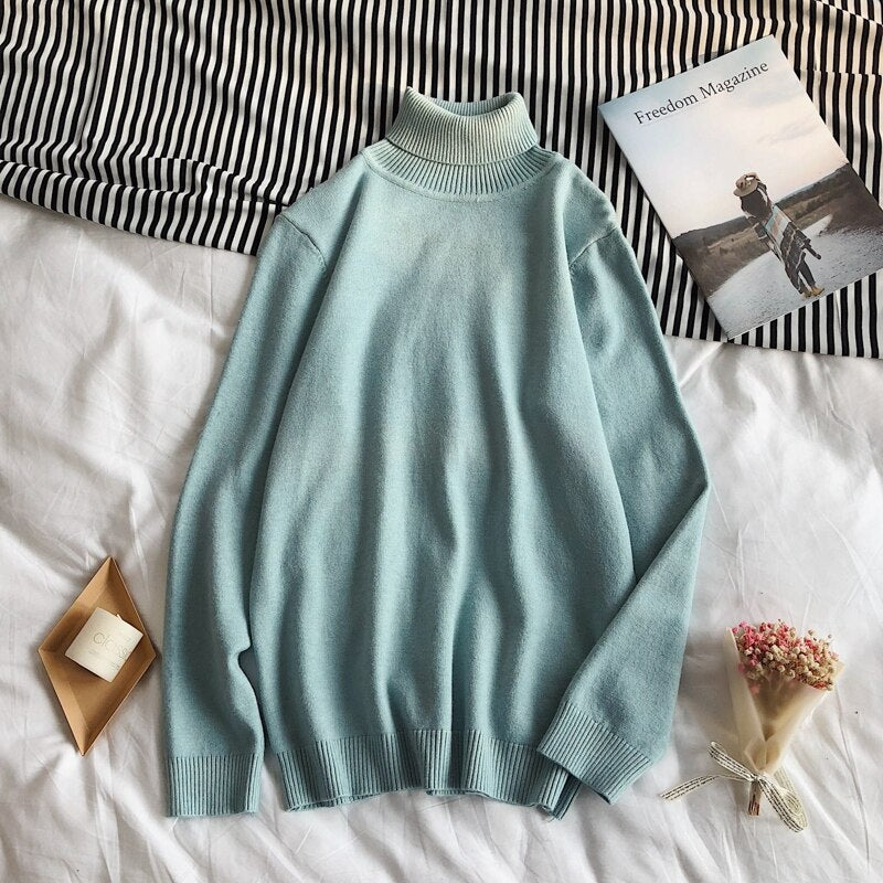 Male Sweater Men's Winter Pullover Turtle Neck  Jumper White Mens Knitwear Pull Homme Turtleneck Sweater Christmas Cotton black