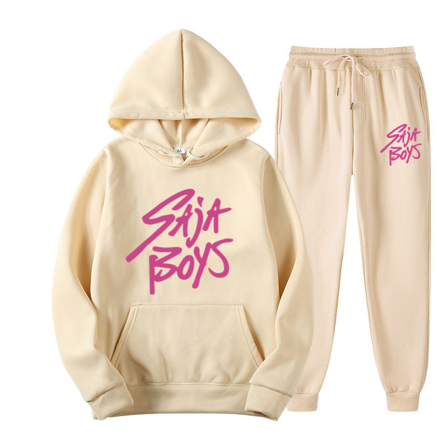 Saja Boys Hooded Sweatshirt Two-Piece Set for Unisex with Fleece Lining