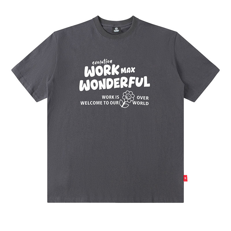 American Retro Short Sleeve T-Shirt for Teen Boys Hip Hop Letter Print Summer Pure Cotton Loose Half Sleeve Tee