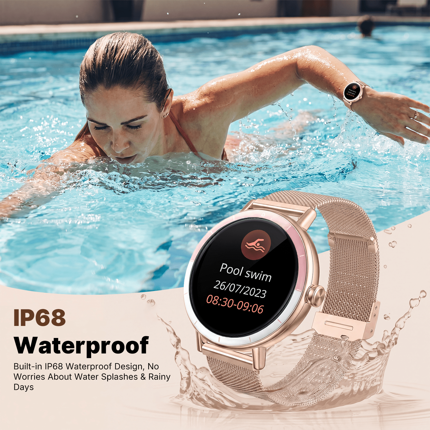 Smart Watch for Women Android/iPhone Devices, IP68 Waterproof Fitness