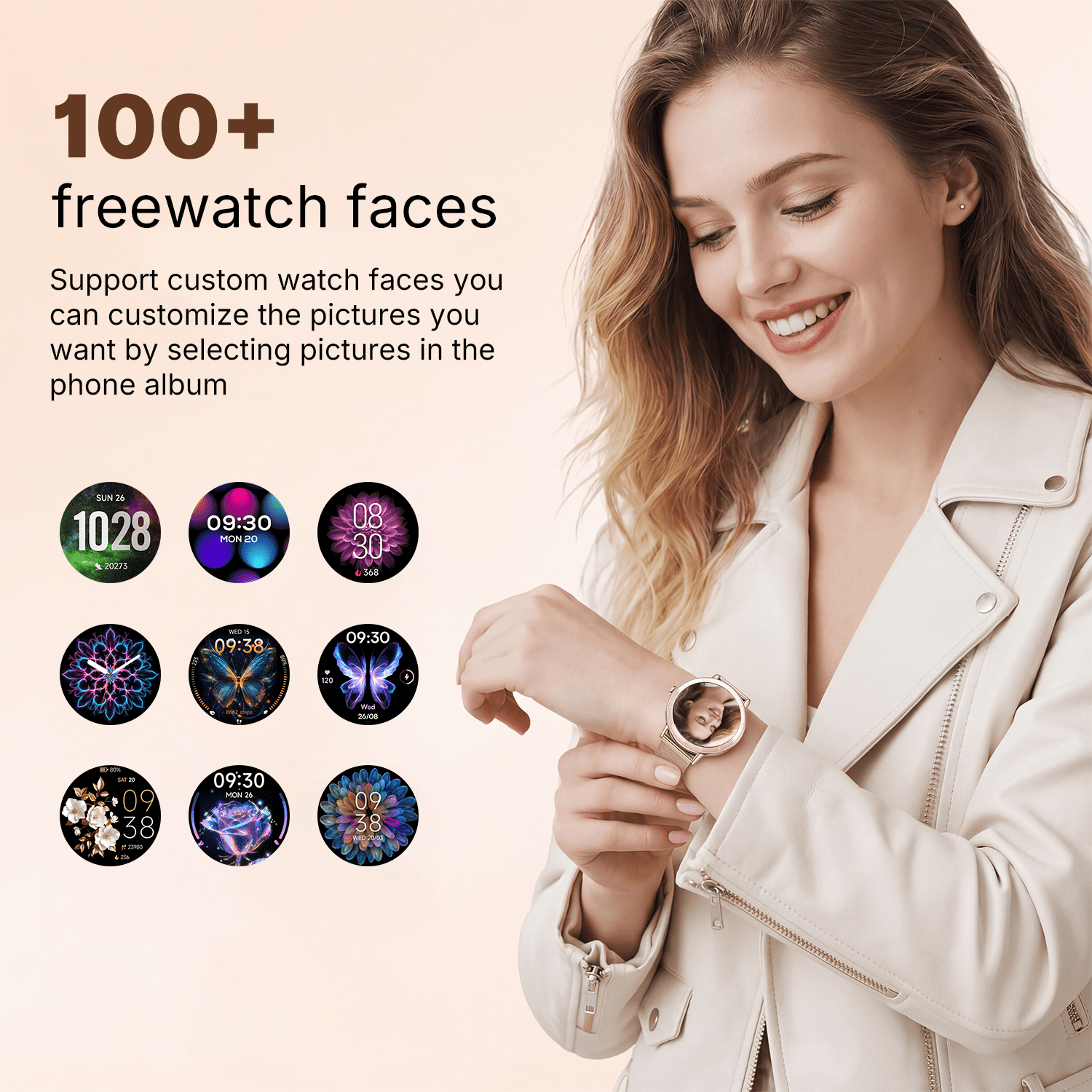 Smart Watch for Women Android/iPhone Devices, IP68 Waterproof Fitness